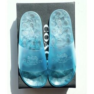 Coach Ulyssa Jelly Pool Slides Sandals Sea Mist Blue Rubber Women’s Size 10